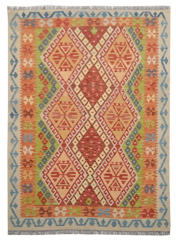 Sheep Quality Wool Hand woven 207x151 cm Afghan kilim Carpet Rug 6'7X4'9 ft