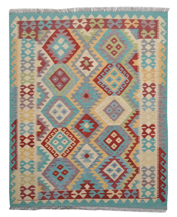 Sheep Quality Wool Hand woven  192x151 cm Afghan kilim Carpet Rug 6'2x4'9 ft