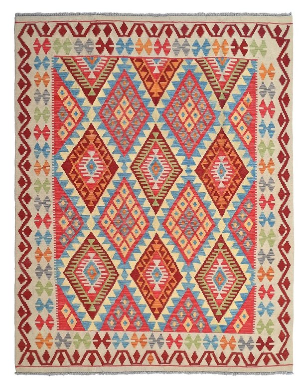Sheep Quality Wool Hand woven  195x155 cm Afghan kilim Carpet Rug 6'3x5'0 ft