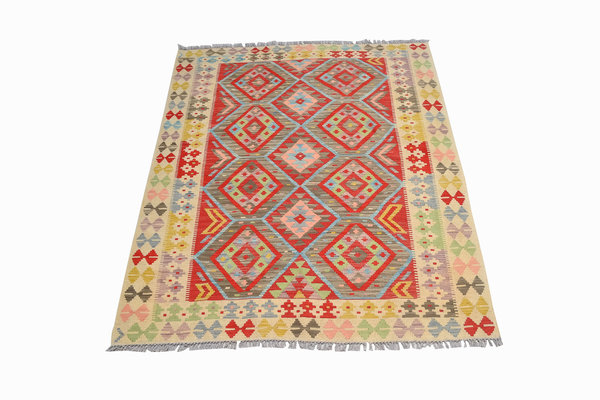 Sheep Quality Wool Hand woven  196x150 cm Afghan kilim Carpet Kilim Rug 6'4x4'9 ft