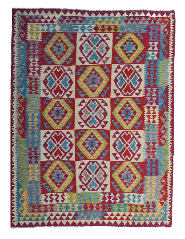 exclusive Sheep Wool Hand woven 234x181 cm Afghan kilim Carpet Rug 7'6x5'9