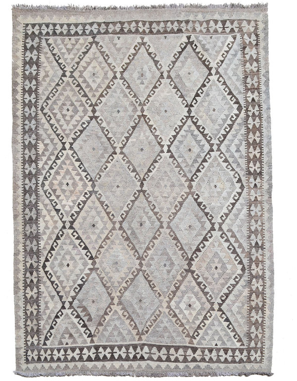 natural Wool Hand woven rug  252x178 cm Afghan kilim Carpet Rug 8'2x5'8