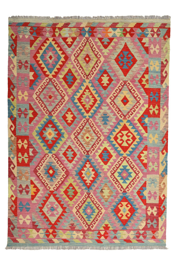 exclusive Sheep Wool Hand woven 245x173 cm Afghan kilim Carpet Rug 8'0x5'6