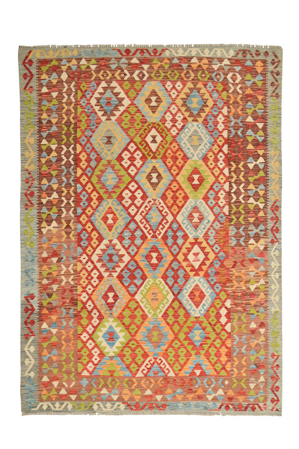 exclusive Sheep Wool Hand woven 242x178 cm Afghan kilim Carpet Rug 7'9x5'8