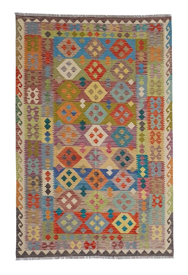 9'87x6'59 exclusive Sheep Wool Hand woven Multi color Afghan kilim Carpet Rug