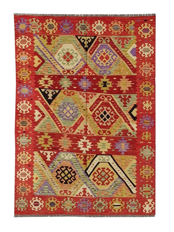 7'97x5'87 exclusive Sheep Wool Hand woven Multi color Afghan kilim Carpet Rug