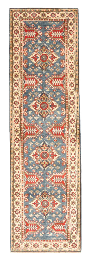 shal Hand knotted  9'4'x 2'7 wool kazak area rug  287x83 cm  Oriental carpet