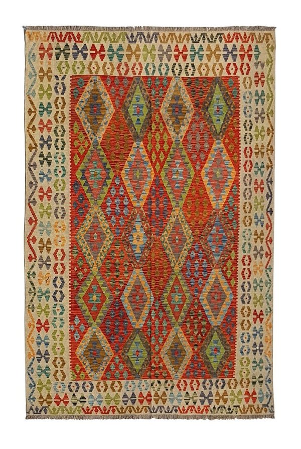 9'77x6'66 exclusive Sheep Wool Hand woven Multi color Afghan kilim Carpet Rug