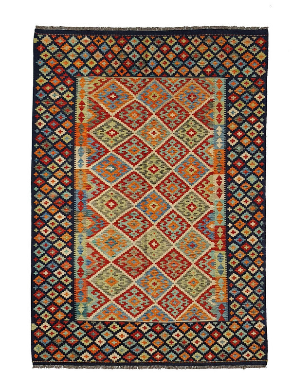 8'36x5'80 exclusive Sheep Wool Hand woven Multi color Afghan kilim Carpet Rug