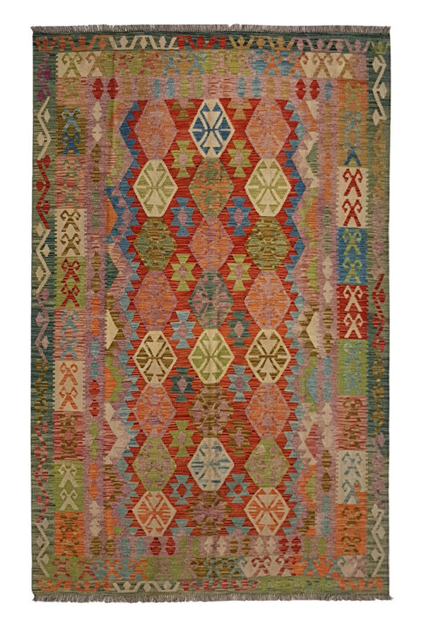 9'84x6'75 exclusive Sheep Wool Hand woven Multi color Afghan kilim Carpet Rug