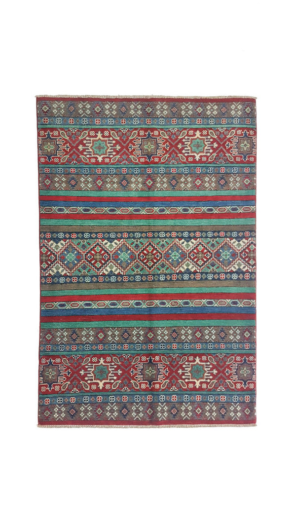 Hand knotted  5'8x4'1 wool kazak area rug  178x125 cm  Oriental carpet