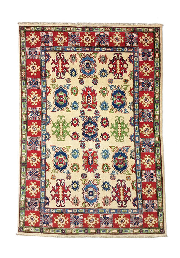 Hand knotted  6'1x3'9 wool kazak area rug 186x121 cm  Oriental carpet