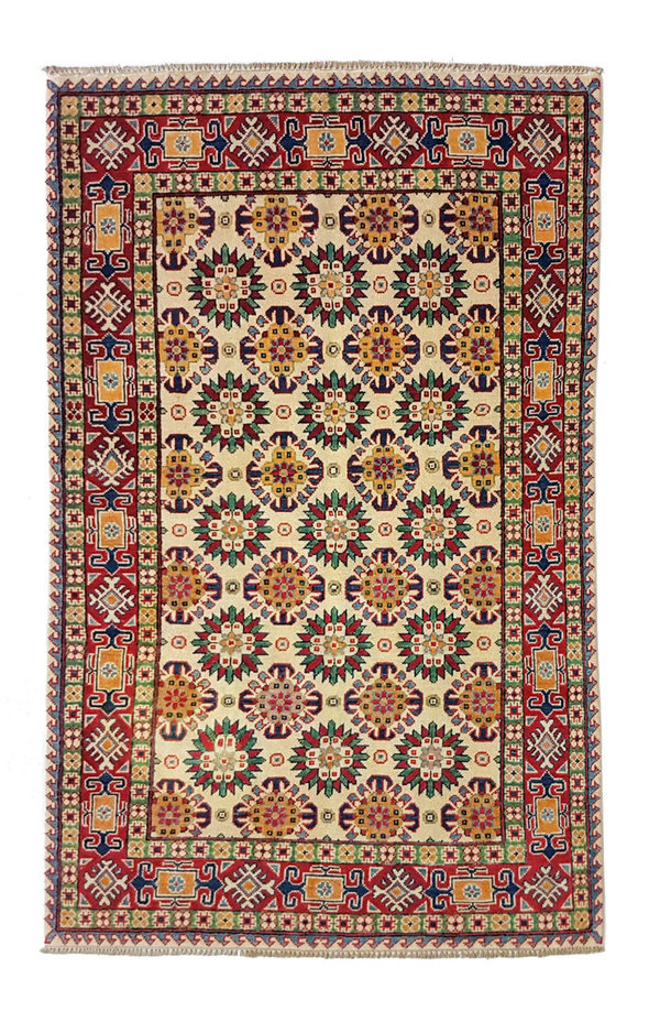 Hand knotted  6'3x3'9 wool kazak area rug  194x119 cm  Oriental carpet