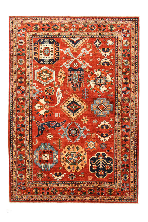 Hand knotted 9'5x6'6 super fine oriental kazak rug 292x203 cm  Abstract Carpet