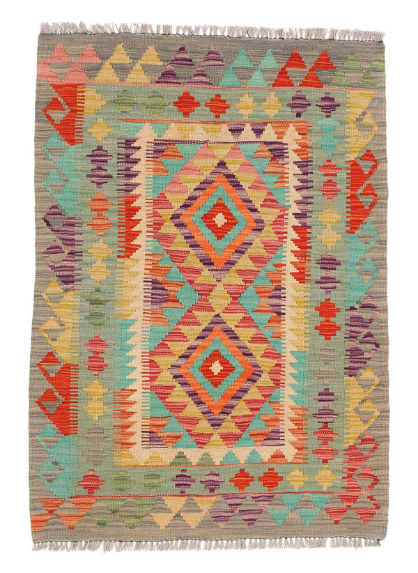 4'0x2'85 Handwoven Afghan Kilim Rug 123x87cm  Multi color 100% Wool Tribal