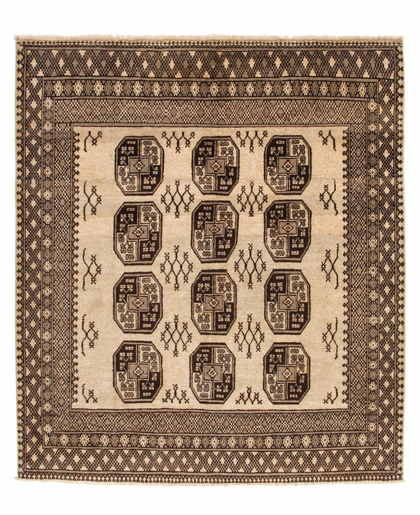 7'3x6'4 feet afghan rug aqcha hand knotted  225x197 cm