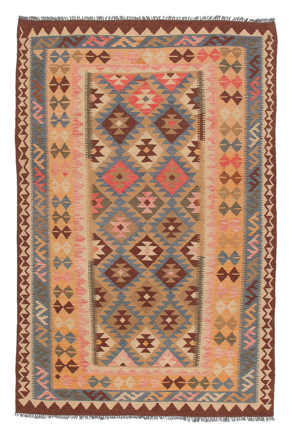 8'4x5'3ft Handwoven New Tribal Kilim Rug 255x163cm  Softcolored 100% Wool
