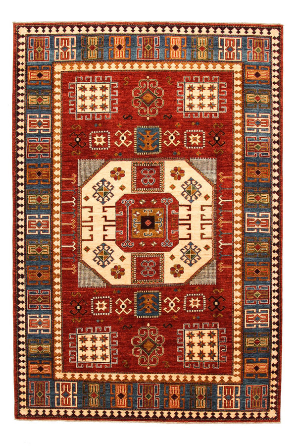 Hand knotted super fine kazak Ghazny Wool 297x202 cm Area Rug  Carpet 9'7x6'6 ft