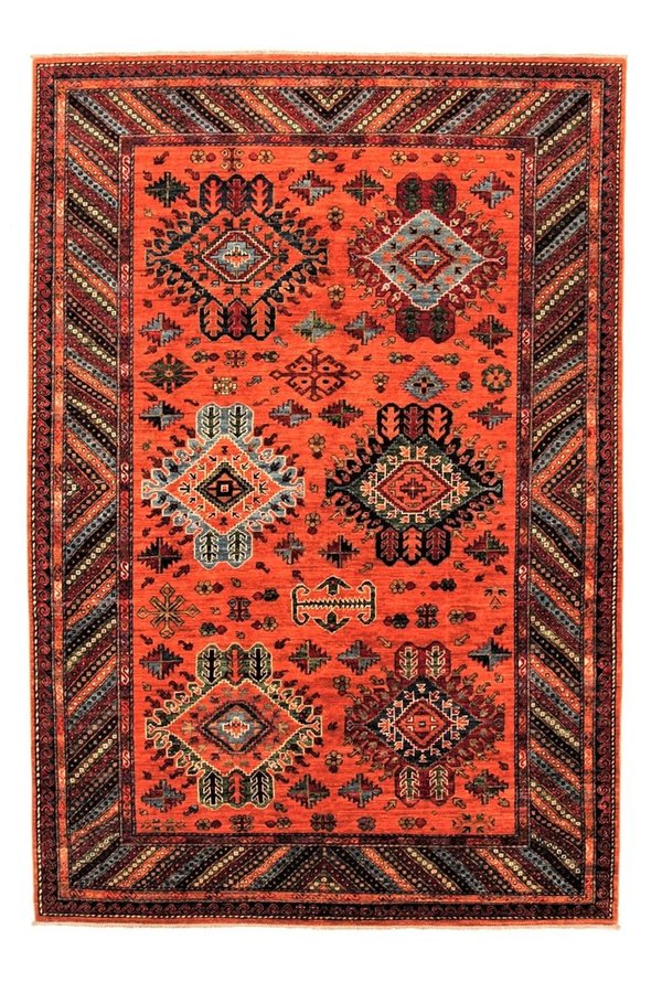 Hand knotted super fine Red kazak best Wool 293x202cm Area Rug Carpet 9'6x6'6ft