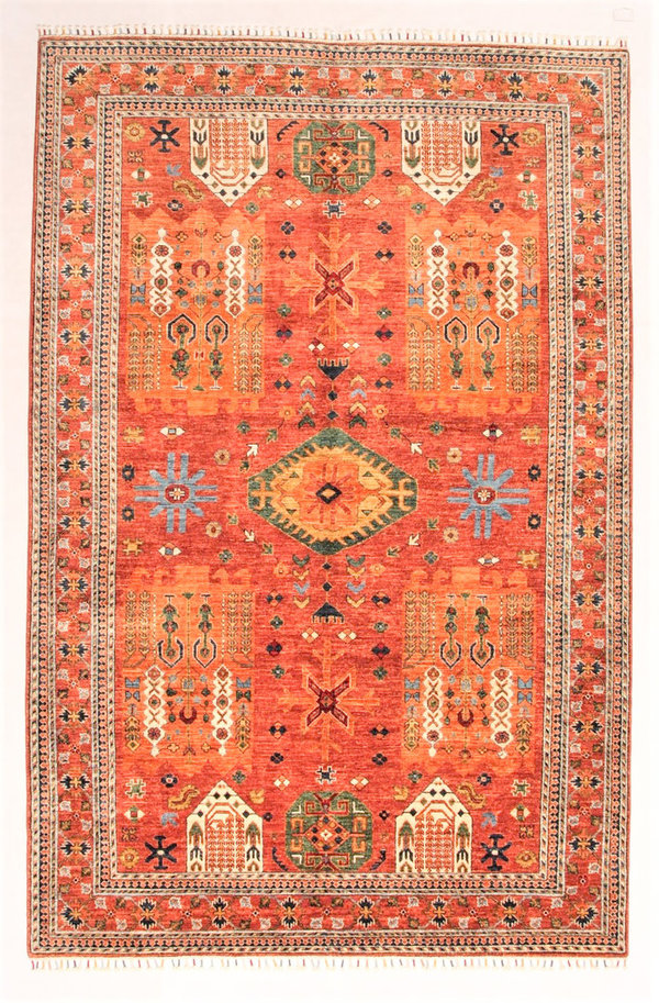 Hand knotted super fine kazak Ghazny Wool 301x198 cm Area Rug Carpet 9'8x6'4 ft