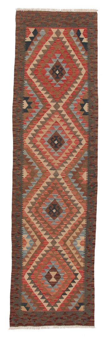 9'44x2'46 exclusive Sheep Wool Hand woven Multi color Afghan kilim Runner Carpet