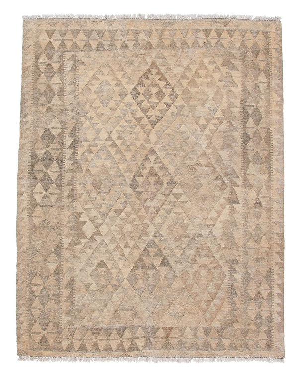 6'59x5'15 Sheep Wool Handwoven Natural Gray color  Afghan kilim Area Rug Carpet