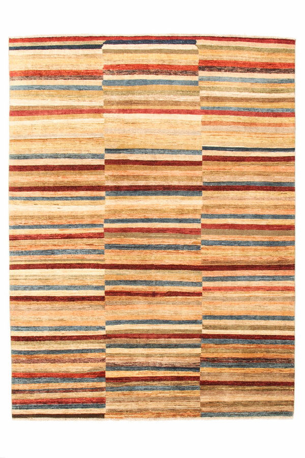 Hand knotted 8'2x6'2 ft Modern stribe Sheep Wool Rug 252x192 cm Area rug Carpet