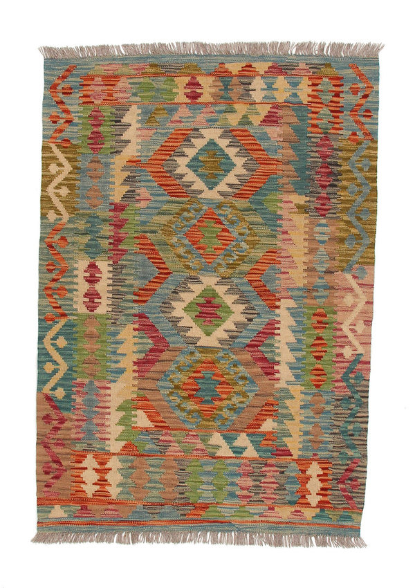 4'72x3'28 Sheep Wool Handwoven Multicolor Geometric Afghan kilim Area Rug Carpet