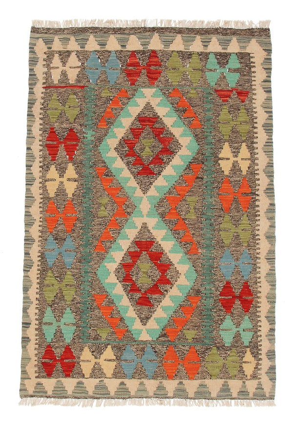 4'75x3'21 Sheep Wool Handwoven Multicolor Traditional Afghan kilim Area Rug