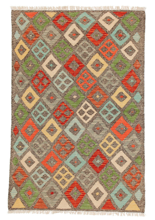 5'08x3'34 Sheep Wool Hand knotted Multicolor Oriental Afghan kilim Area Rug