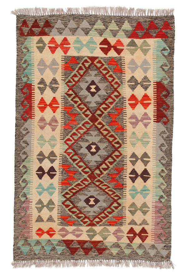 4'03x2'62 Sheep Wool Handwoven Multicolor Oriental Afghan kilim Area Rug Carpet