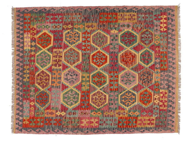 7'74x6'03 Wool Handwoven Multicolor Oriental Afghan kilim Area Rug Carpet