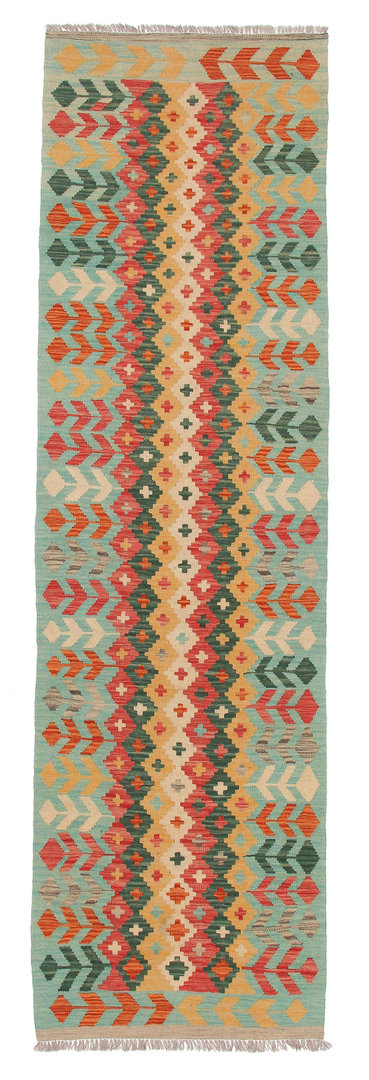 9'87x2'72 Wool Handwoven Multicolor Traditional Afghan kilim Hallway runner