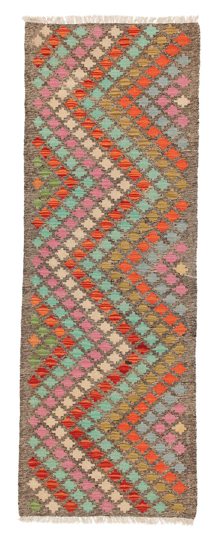 6'39x2'26 Wool Handwoven Multicolor Traditional Afghan kilim Hallway runner