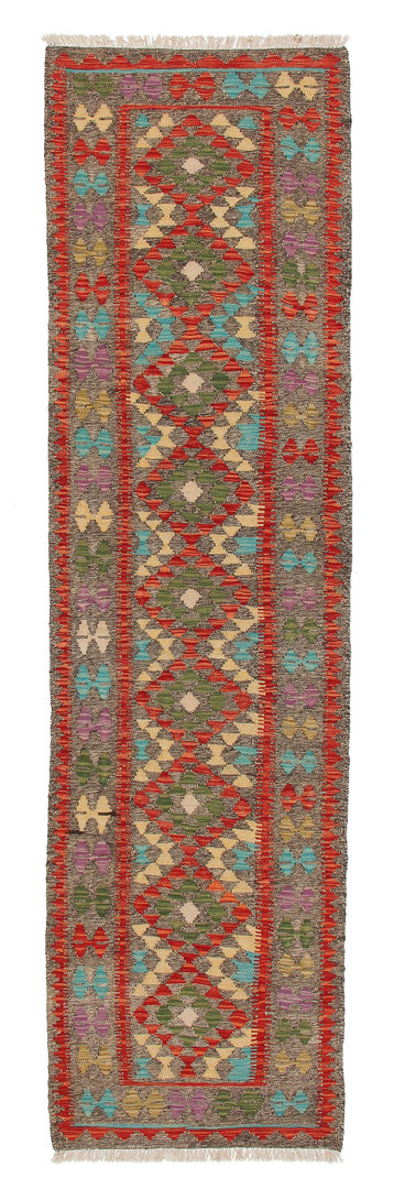 9'67x2'59 Wool Handwoven Multicolor Traditional Afghan kilim Hallway runner