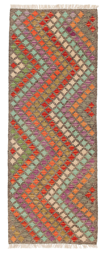 6'36x2'39 Wool Handwoven Multicolor Traditional Afghan kilim Hallway runner