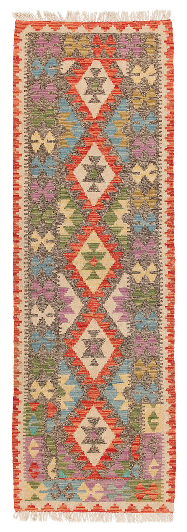 6'39x2'09 Wool Handwoven Multicolor Traditional Afghan kilim Hallway runner