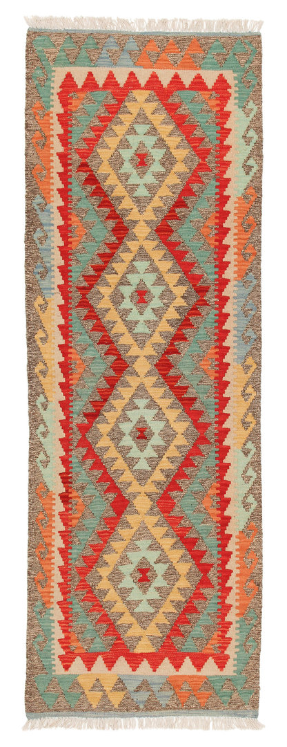 6'69x2'26 Wool Handwoven Multicolor Traditional Afghan kilim Hallway runner
