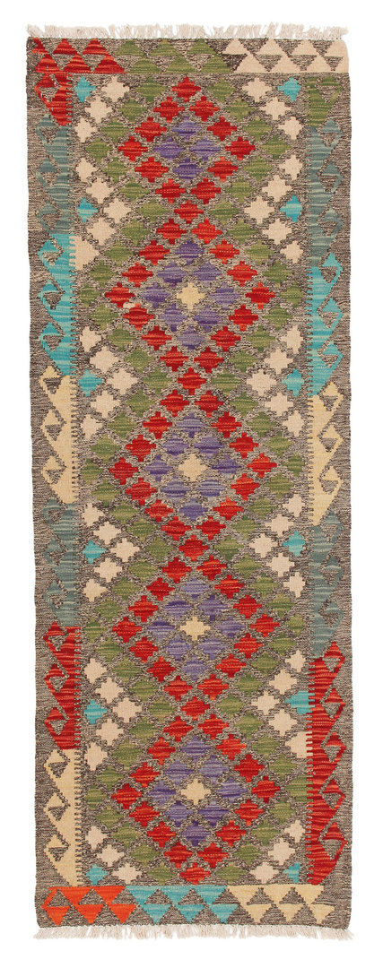 6'46x2'29 Wool Handwoven Multicolor Traditional Afghan kilim Hallway runner