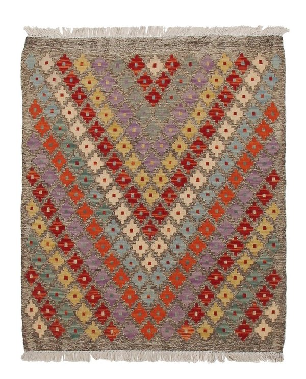 3'28x2'75 Sheep Wool Handwoven Multicolor Traditional Afghan kilim Area Rug