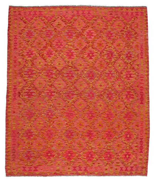 8'10x6'88 Sheep Wool Handwoven Multicolor Traditional Afghan kilim Area Rug