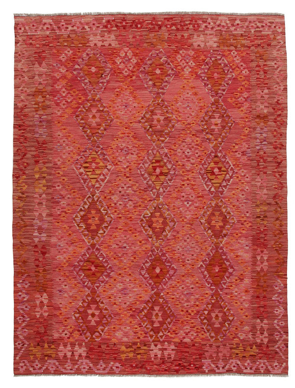 7'48x5'74 Sheep Wool Handwoven Multicolor Traditional Afghan kilim Area Rug