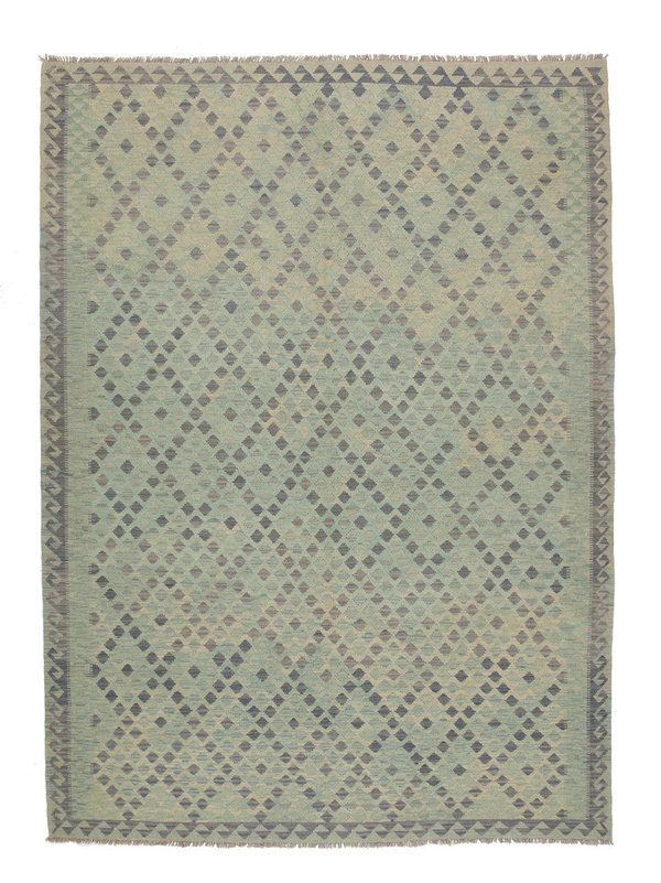 9'77x7'08 Sheep Wool Handwoven Natural Gray color  Afghan kilim Area Rug Carpet