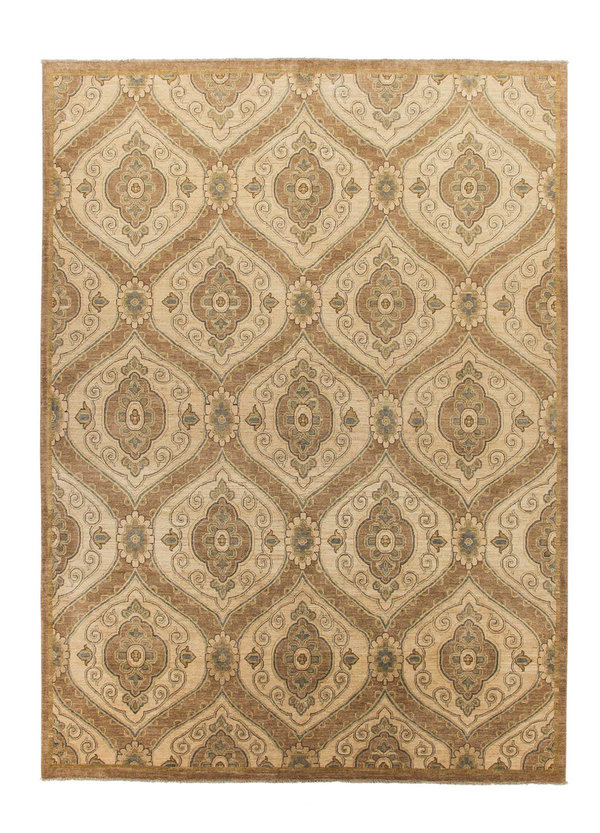 Hand knotted 12'2x8'7 Modern ikat Wool Rug 372x268 cm  Area Rug Abstract Carpet