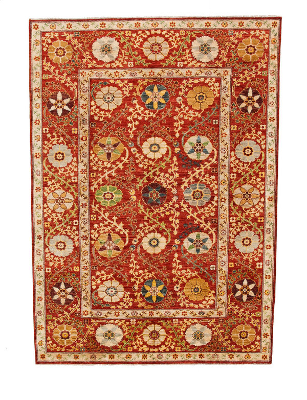 Hand knotted 8'1x5'8 Suzani  Wool Area Rug 247x175 cm Oriental Carpet