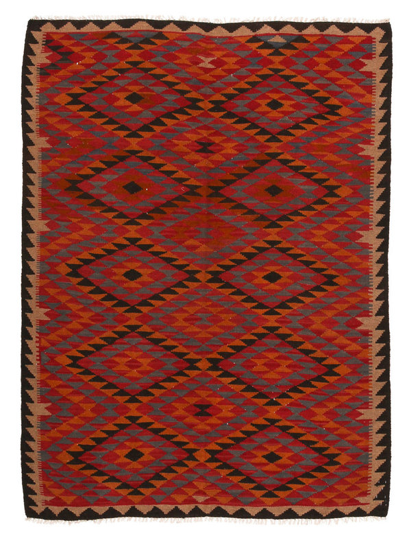 7'81x5'74 Sheep Wool Handwoven Multicolor Traditional Afghan kilim Area Rug