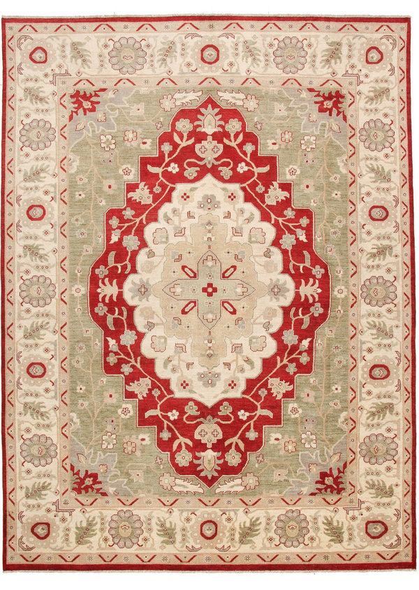 Hand knotted 11'9x8'8 ziegler rug  Heriz Wool Rug 363x271 cm  Serapi Carpet