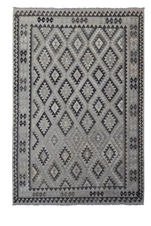10'04x6'89 Sheep Wool Handwoven Natural Gray color Afghan kilim Area Rug Carpet