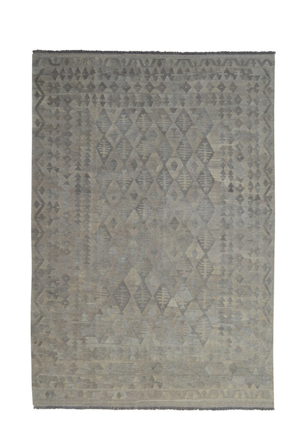 9'58x6'66 Sheep Wool Handwoven Natural Gray color Afghan kilim Area Rug Carpet