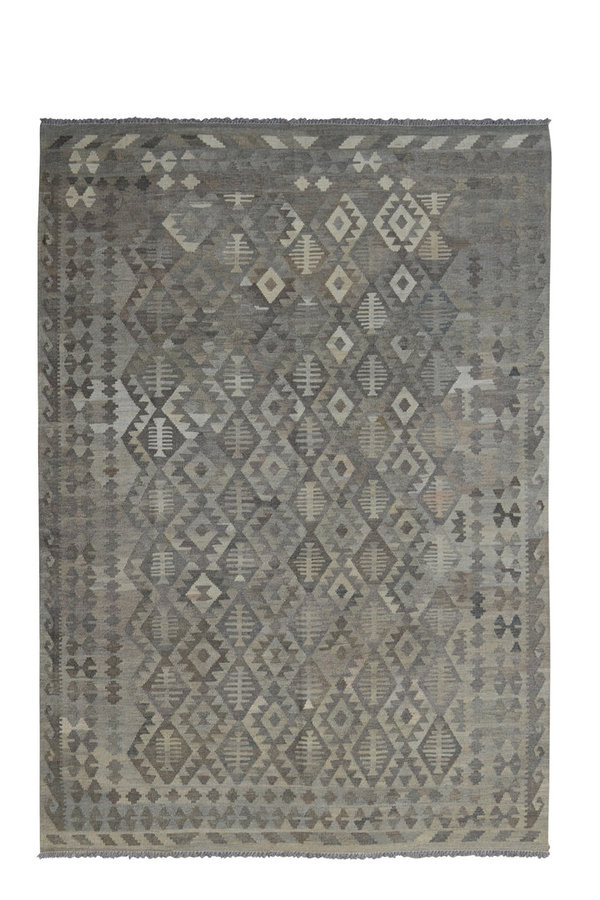 9'58x6'63 Sheep Wool Handwoven Natural Gray color Afghan kilim Area Rug Carpet